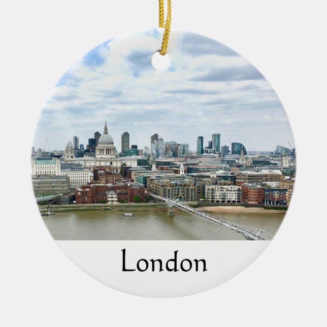 London England Thames River City Skyline Keramik Ornament (Vorne)