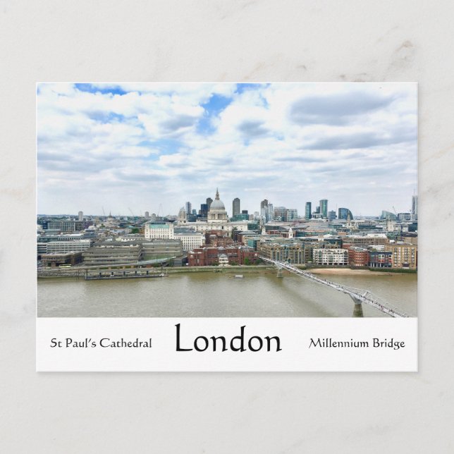 London England Themse River & St Paul's Cathedral Postkarte (Vorderseite)