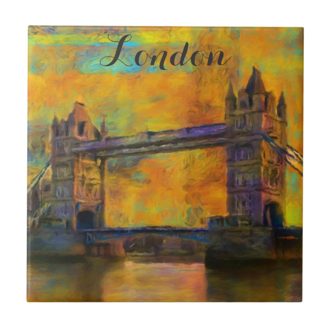 London England Tower Bridge Abstrakt Fliese (Vorderseite)