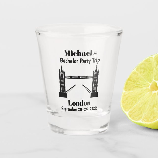 London England Tower Bridge Bachelor Party Gefalle Schnapsglas (Vorderseite)