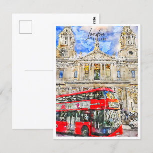 London England Travel Place Watercolor Postkarte