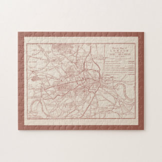 London England Tube Railways Antik Sketch Karte