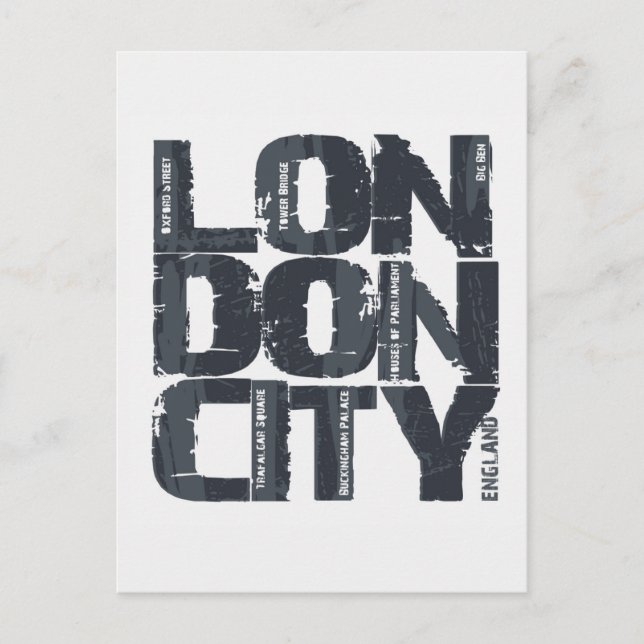 London, England Typografie Postkarte (Vorderseite)