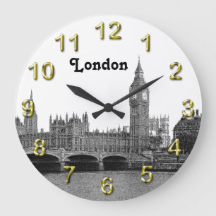 London England UK Skyline geätzt Große Wanduhr