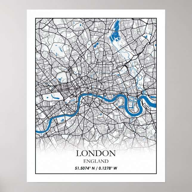 London England United Kingdom City Map Travel Poster (Vorne)