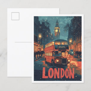 London England Vintag Illustration Travel Postkarte