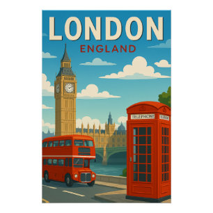 London England Vintage Reiseplakat – Big Ben Poster