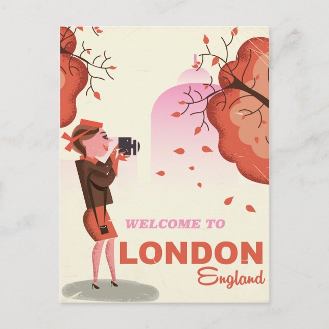 London, England Vintage Reiseplakat Postkarte (Vorderseite)