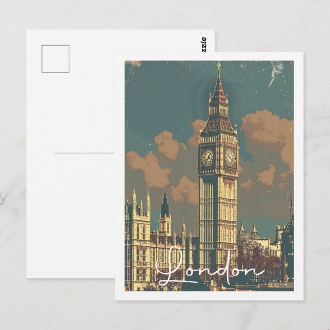 London England Vintage Travel Place Postkarte (Vorne/Hinten)