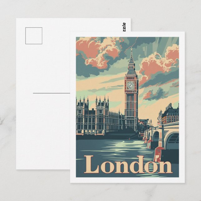 London England Vintage Travel Place Postkarte (Vorne/Hinten)
