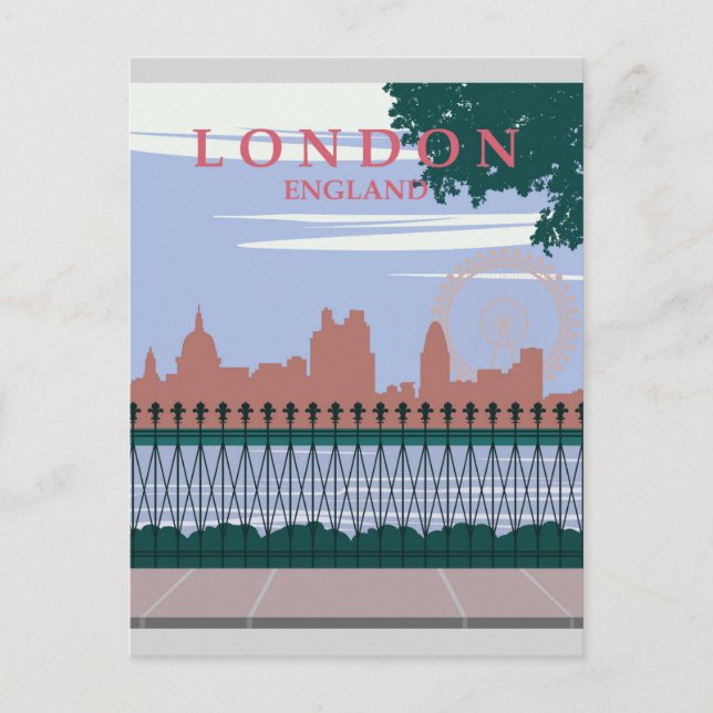 London England Vintage Travel Poster Postkarte (Vorderseite)