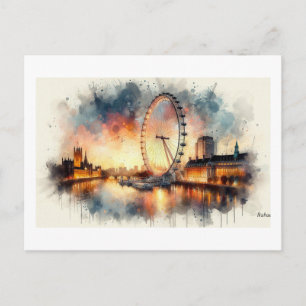 London Eye bei Sonnenuntergang,  Postkarte