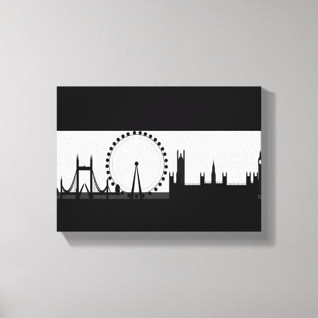 London Eye City Skyline Black & White Canvas Print Leinwanddruck (Vorderseite)