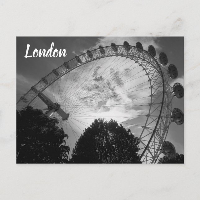 London Eye Ferris Wheel Black and White Sehenswürd Postkarte (Vorderseite)