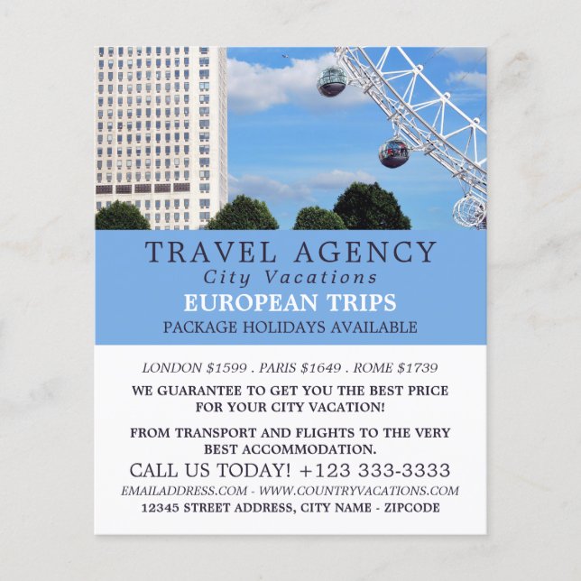 London Eye, London City, Travel Agency Flyer (Vorne)