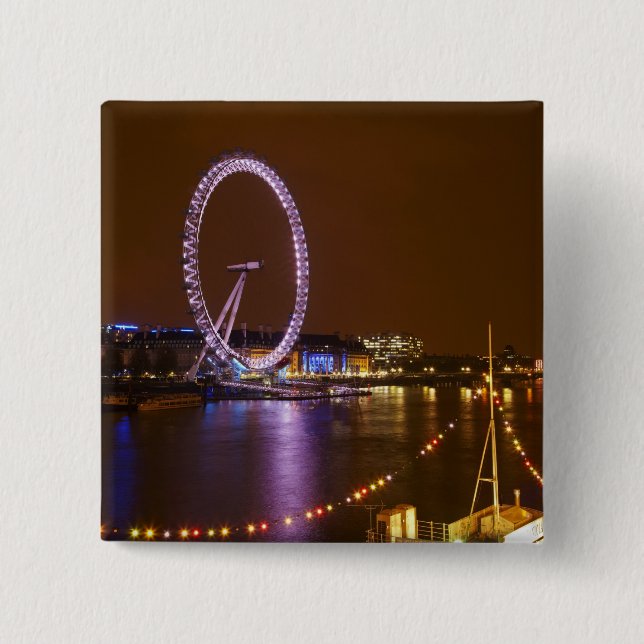 London Eye, River Thames und Lichter von Button (Vorderseite)