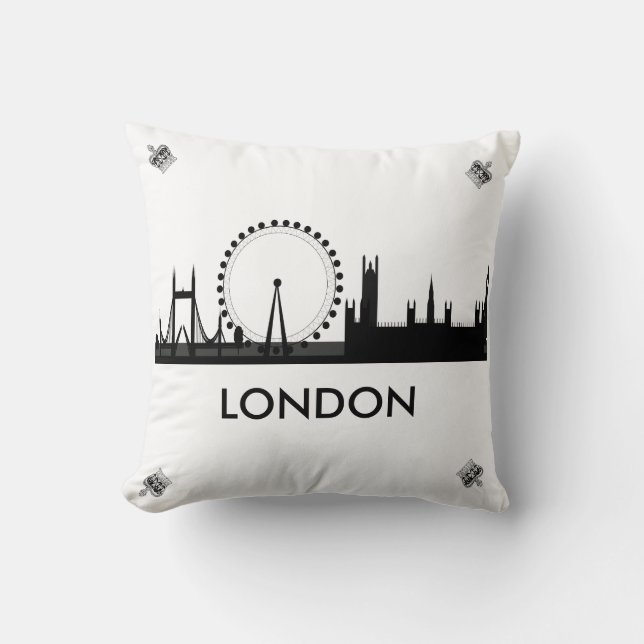 London Eye Skyline Royal Crown Throw Pillow Kissen (Vorderseite)
