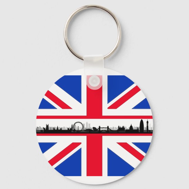 London Eye Skyline Union Jack Flag Schlüsselanhäng Schlüsselanhänger (Vorderseite)