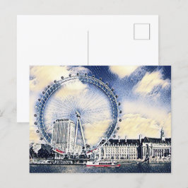 London Eye Watercolor Art Postkarte