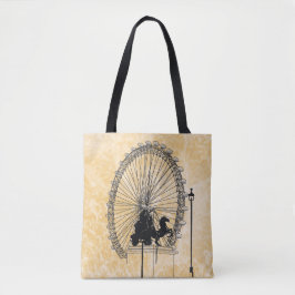 London Ferris Wheel Ink Sketch Neutral Abstrakt Tasche