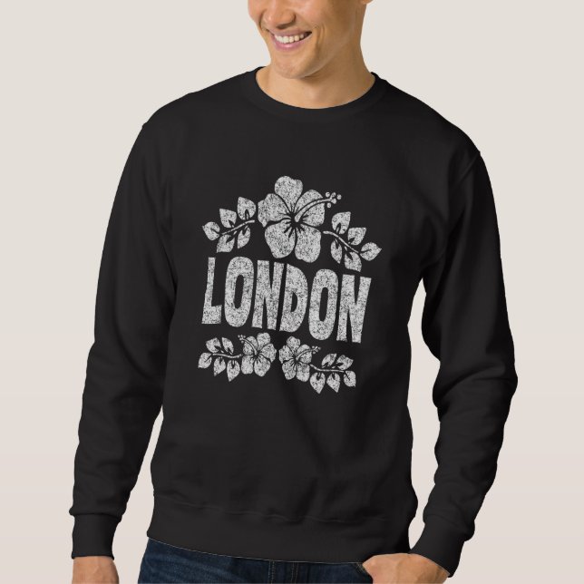 London Flowers Distressed White Print Sweatshirt (Vorderseite)