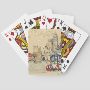 London-Gekritzel-Szene Spielkarten