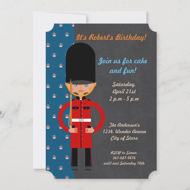 London Guard Boy Birthday Party Einladung (Vorderseite)