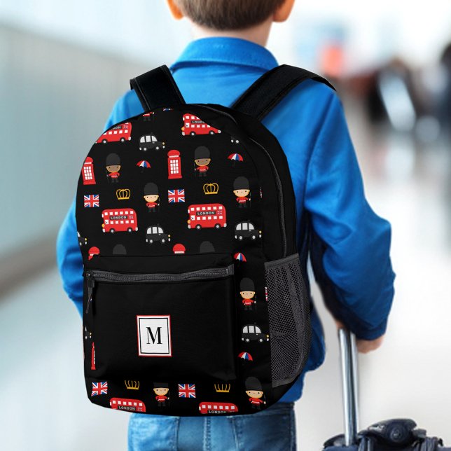 London Guards Bus Name Monogram Großbritannien Bedruckter Rucksack (London Guards Bus Name Monogram British England Printed Backpack)