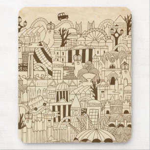 London-Hand gezeichnet auf altem Papier Mousepad
