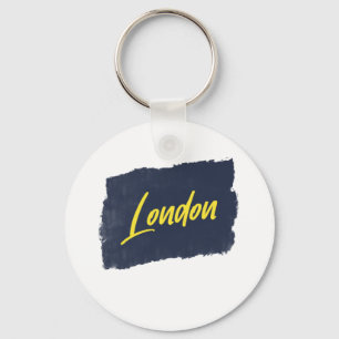 London Handgeschriebene Gelbe Typografie Schlüsselanhänger