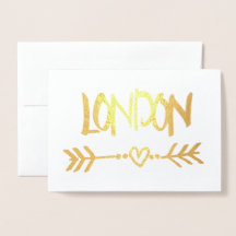 London Heart Arrow Gold Foil Elegante Typografie