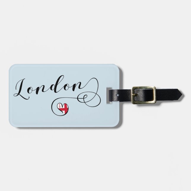 London Heart Luggage Tag Template, UK Gepäckanhänger (Vorderseite horizontal)