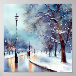 London-Hyde Park im Winter (A), Aquarell Poster