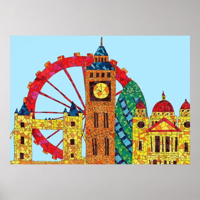 London Icon Gebäude Mozaic Poster (Vorne)