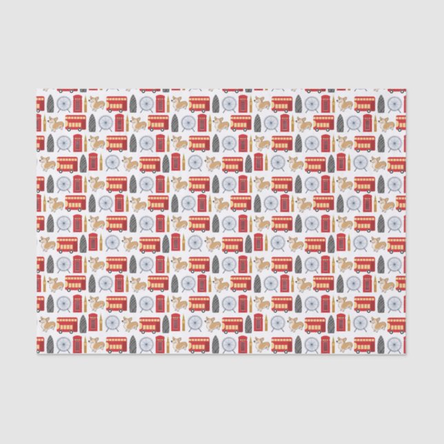 London-Ikonen-Collage Seidenpapier (Vorderseite)