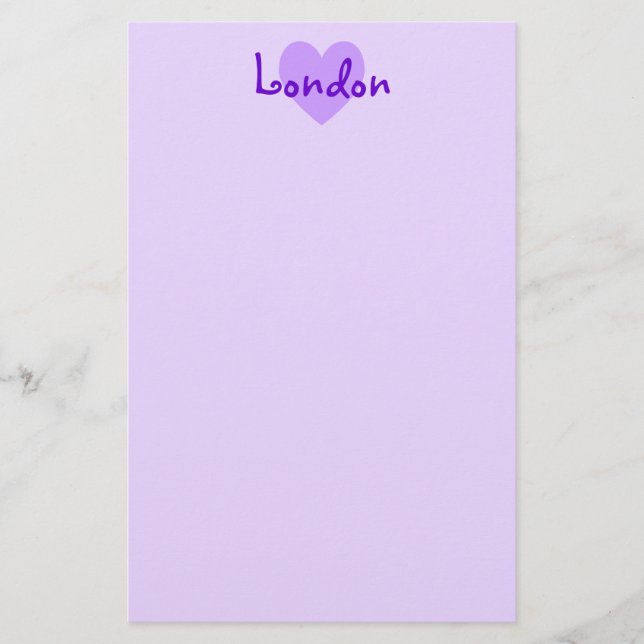 London im Lila Briefpapier (Vorderseite)
