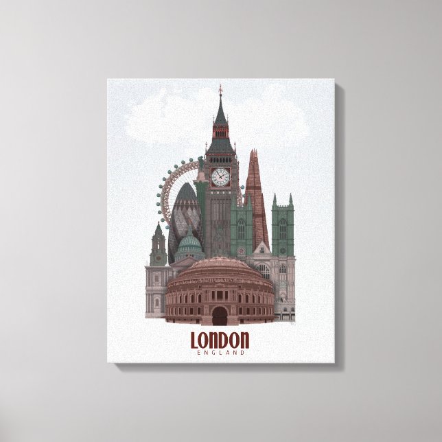 London in den Wolken Rot und Grün Leinwanddruck (Vorderseite)
