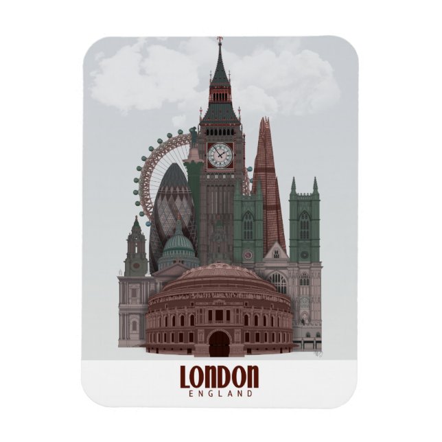 London in den Wolken Rot und Grün Magnet (Vertikal)