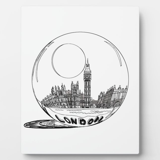 London in einer Glaskugel. Fotoplatte (Vorderseite)