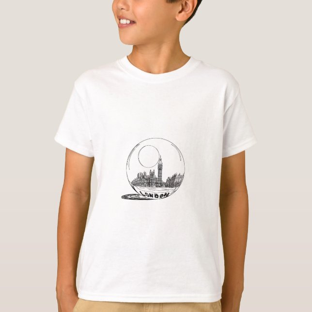 London in einer Glaskugel. T-Shirt (Vorderseite)