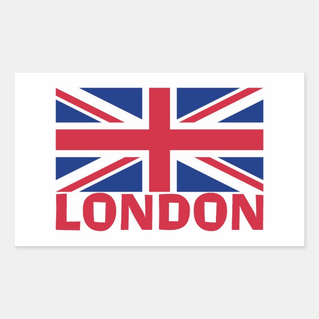 London in Rot Rechteckiger Aufkleber (Vorderseite)