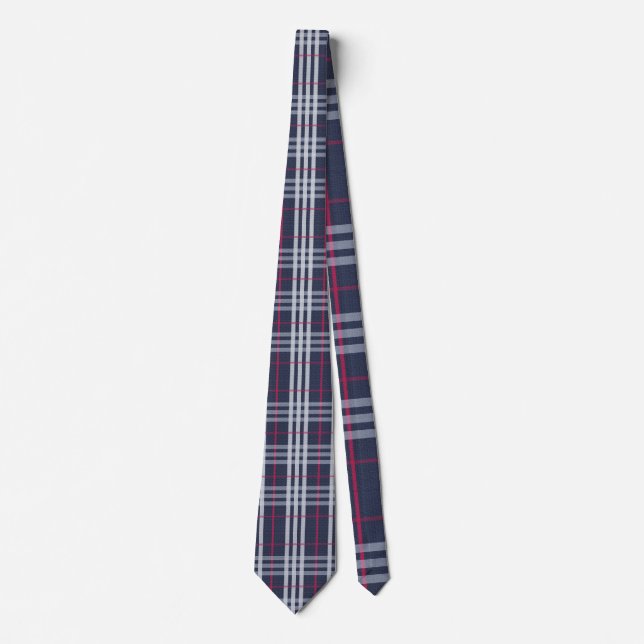 London Kariert Checked Navy Blue Krawatte (Vorderseite)