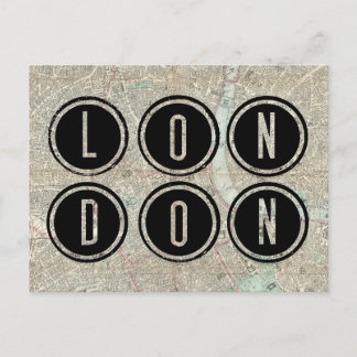 London Kartentypografie Postkarte