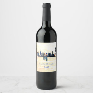 London Landscape Ink Art Painted Wedding Wine Labr Weinetikett