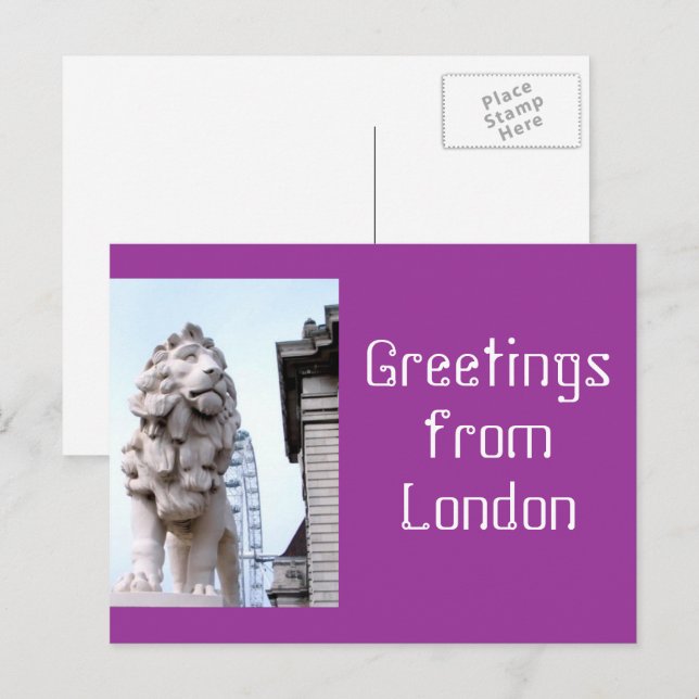 London Lion Statue Postkarte (Vorne/Hinten)
