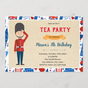 London Little Soldier Geburtstag Thema Einladung