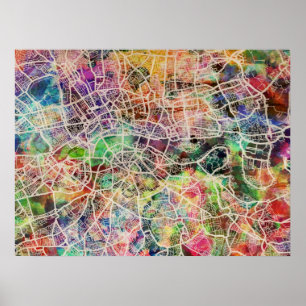 London Map Art Watercolor Poster