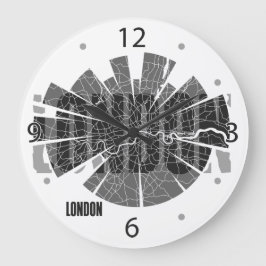 London Map Clock Große Wanduhr