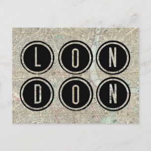London Map Typografie Postkarte
