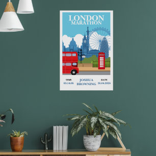 London-Marathon personalisierter Retro-Plakatdruck Poster